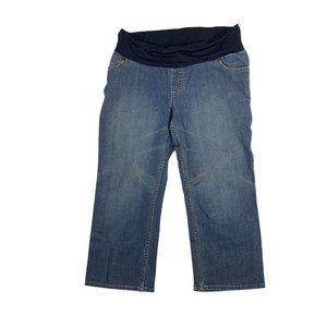 Liz Lange Maternity 10 Jeans Denim Dark Wash Cropped Medium Stretch